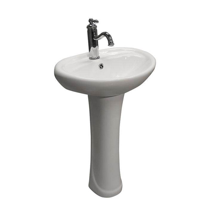 Barclay Ashley Pedestal with 1Faucet Hole, Overflow, White