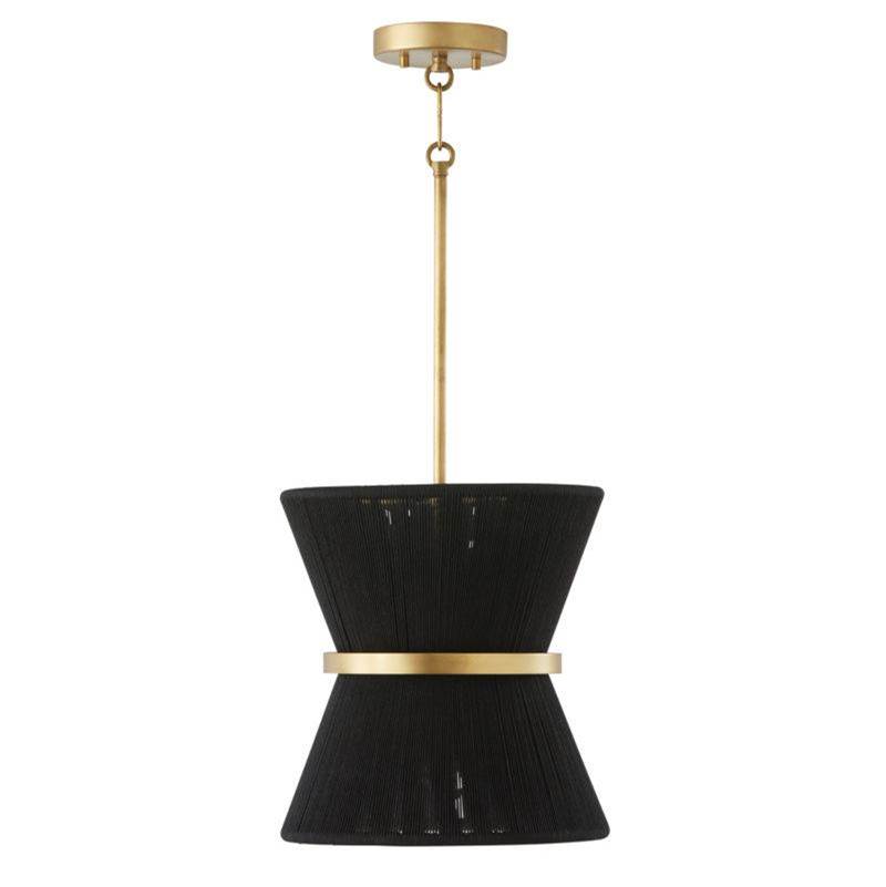 Capital Lighting Cecilia 1-Light Pendant in Black Rope and Patinaed Brass