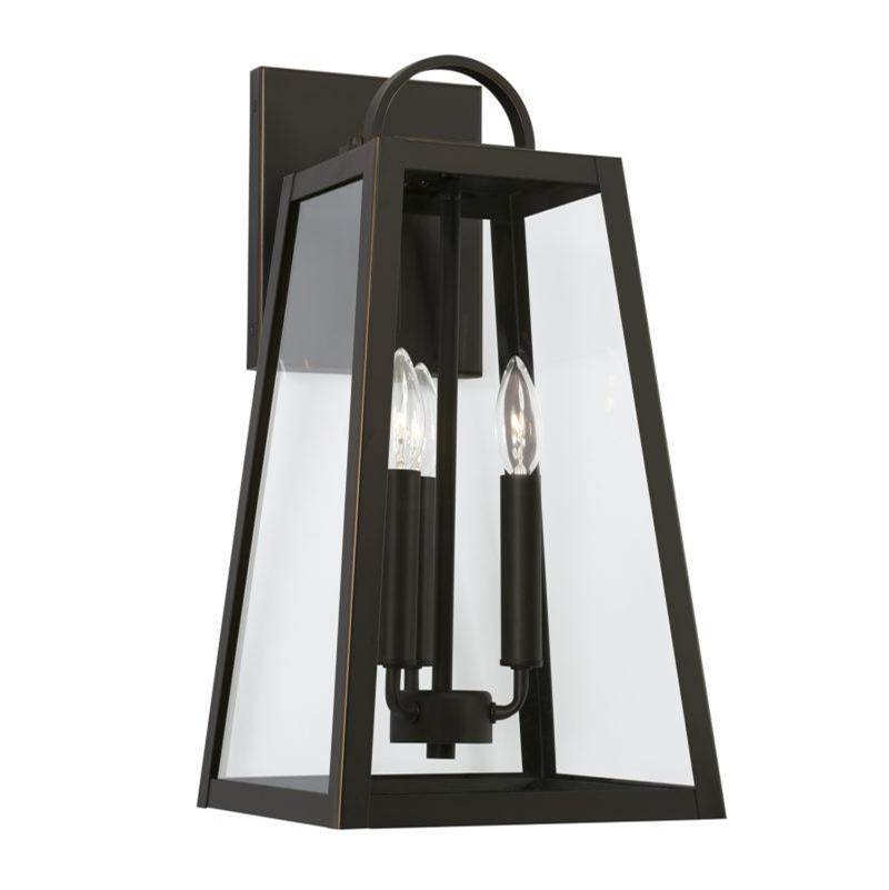 Capital Lighting Leighton 3-Light Outdoor Wall-Lantern in Oiled Bronze with Clear Glass
