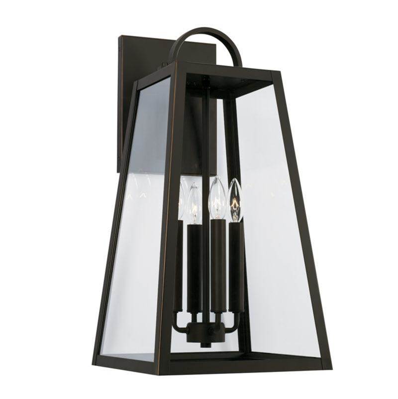 Capital Lighting Leighton 4-Light Outdoor Wall-Lantern in Oiled Bronze with Clear Glass