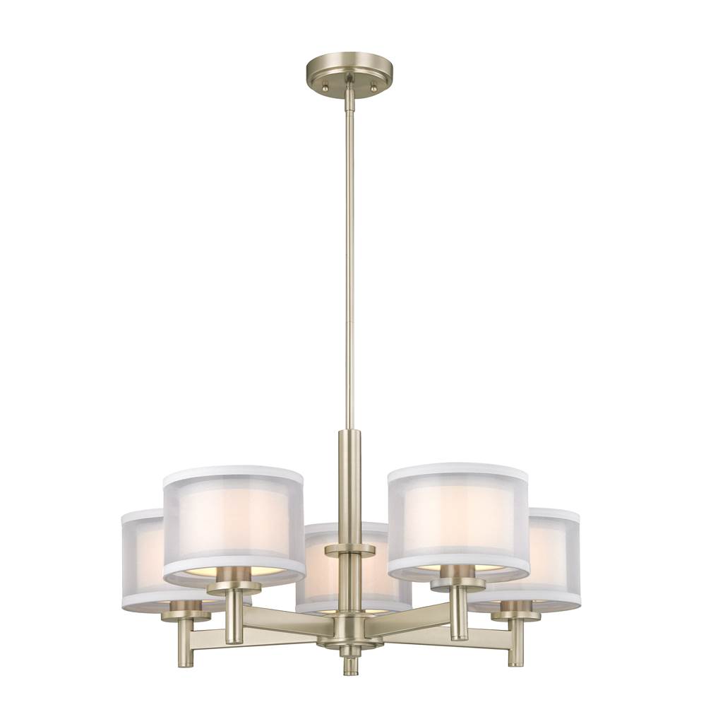 Dolan Design Double Organza 5 lt chandelier Satin Nickel