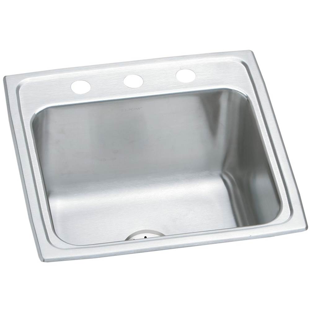 Elkay Lustertone Classic Stainless Steel 19-1/2'' x 19'' x 10-1/8'', MR2-Hole Single Bowl Drop-in Laundry Sink w/Perfect Drain