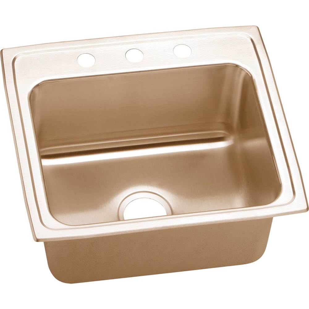 Elkay CuVerro Antimicrobial Copper 22'' x 19-1/2'' x 10-1/8'', Single Bowl Drop-in Sink