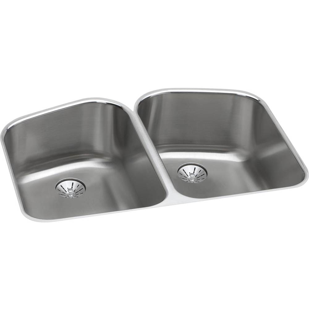 Elkay Lustertone Classic Stainless Steel 32-3/4'' x 20-13/16'' x 9'', Double Bowl Undermount Sink w/Perfect Drain