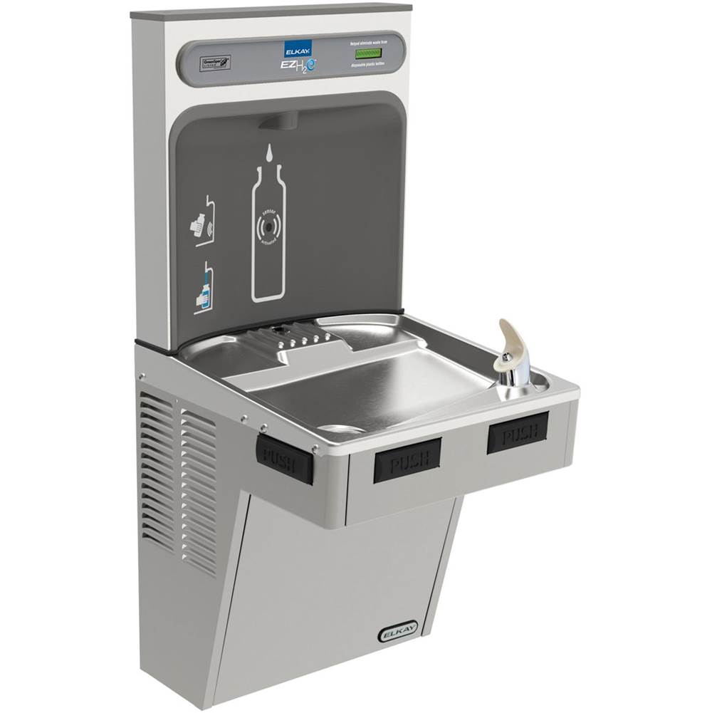 Elkay ezH2O Bottle Filling Station with Mechanically Activated, Single ADA Cooler Non-Filtered Non-Refrigerated Light Gray