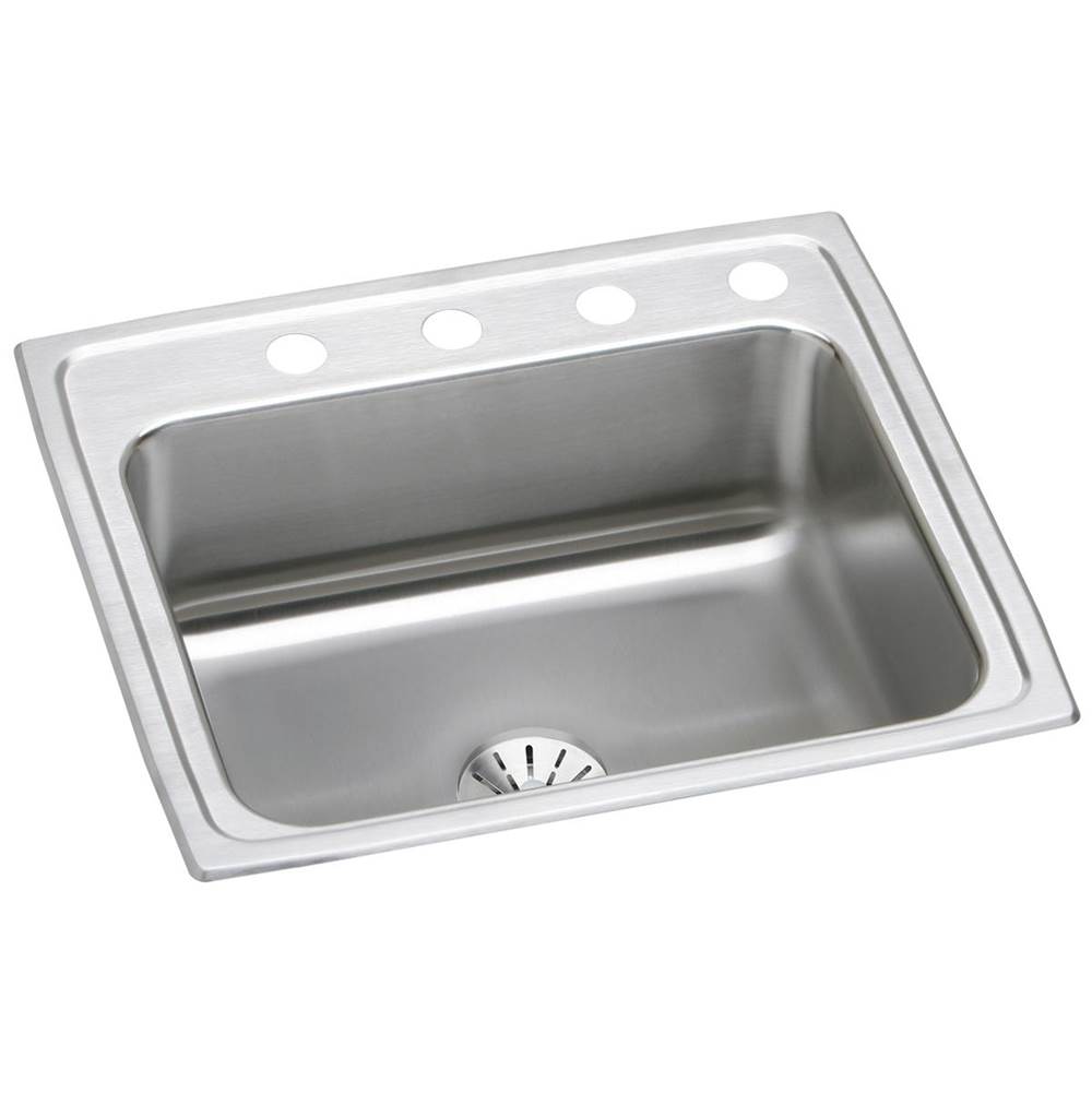 Elkay Lustertone Classic Stainless Steel 25'' x 21-1/4'' x 7-7/8'', 1-Hole Single Bowl Drop-in Sink with Perfect Drain
