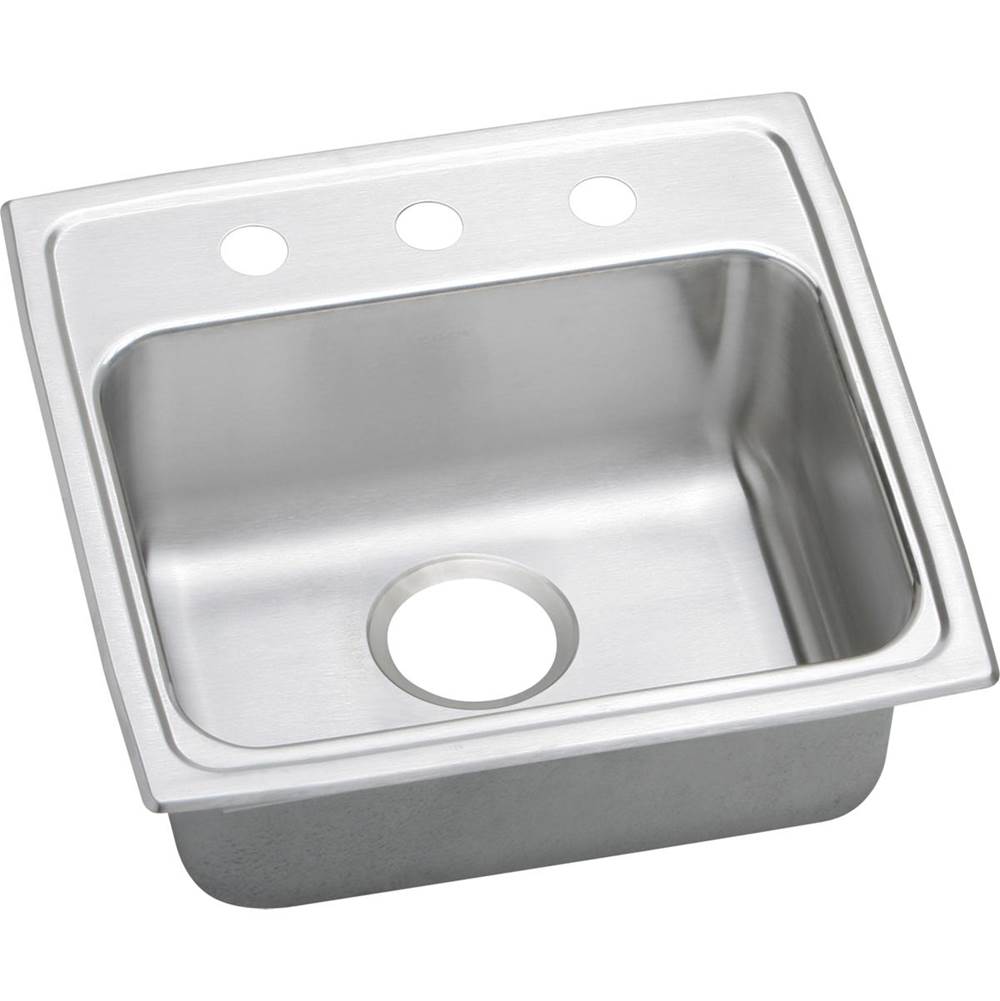 Elkay Lustertone Classic Stainless Steel 19-1/2'' x 19'' x 6-1/2'', 2-Hole Single Bowl Drop-in ADA Sink with Quick-clip