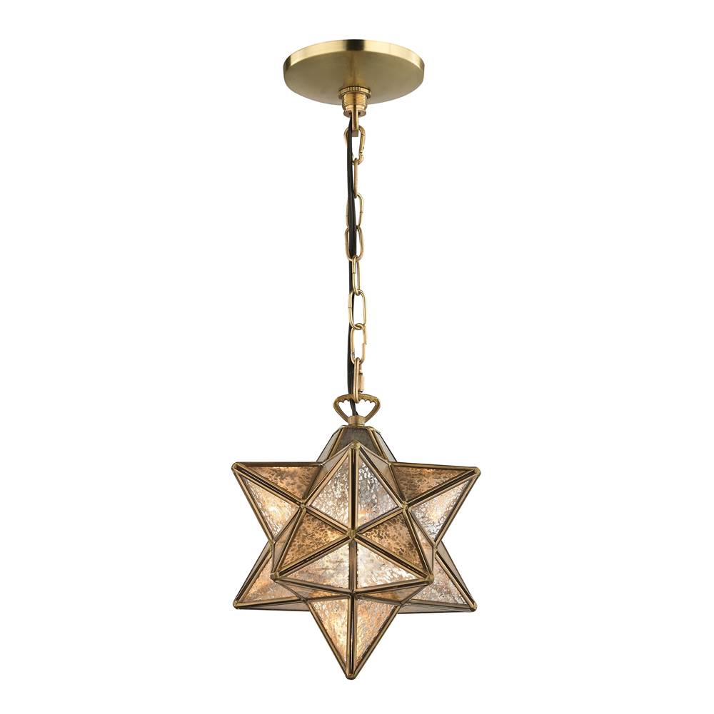 Elk Home Moravian Star 9'' Wide 1-Light Mini Pendant - Antique Brass