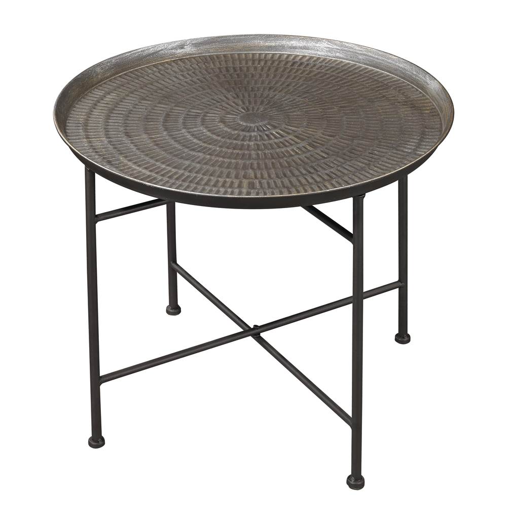 Elk Home Ignition Accent Table in Embossed Pewter