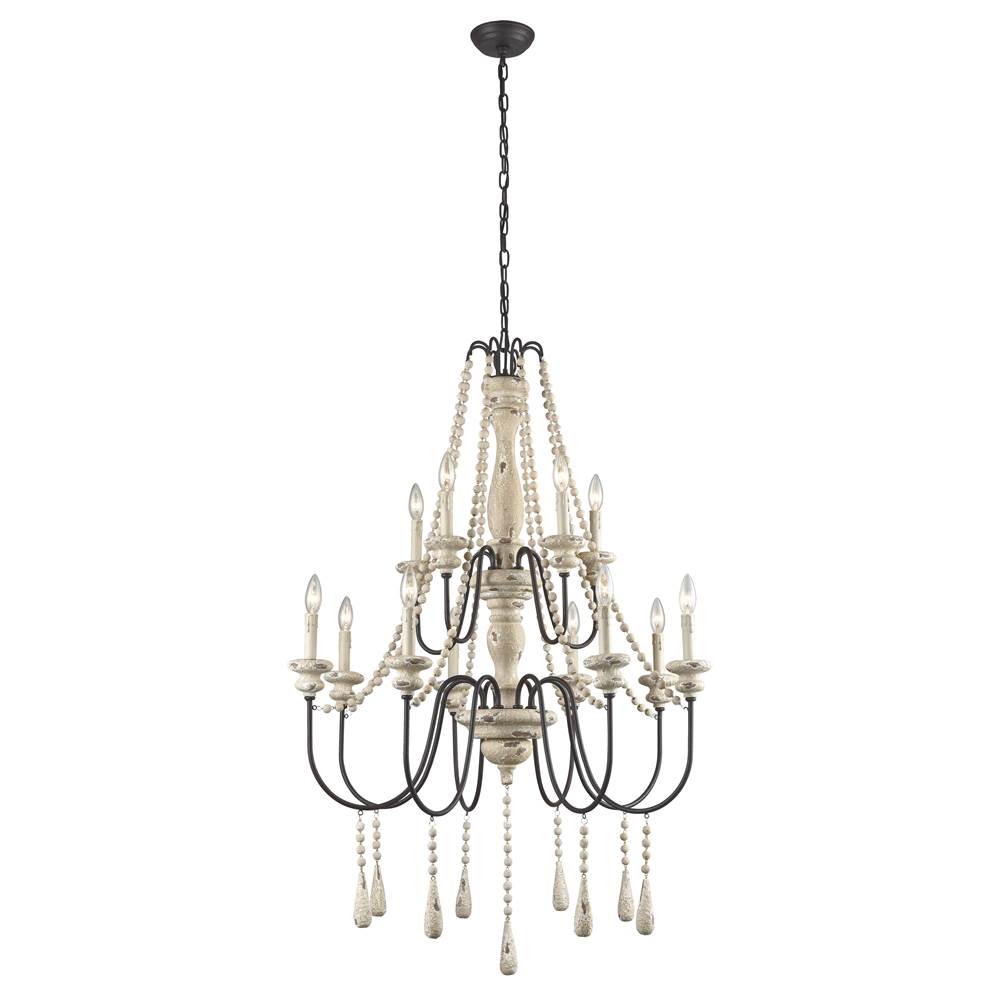 Elk Home Sommieres 33'' Wide 12-Light Chandelier - Antique French Cream
