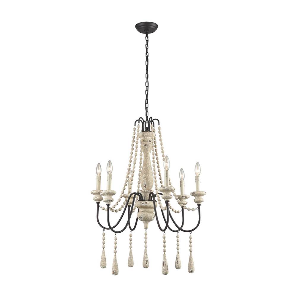 Elk Home Sommieres 25'' Wide 6-Light Chandelier - Antique French Cream