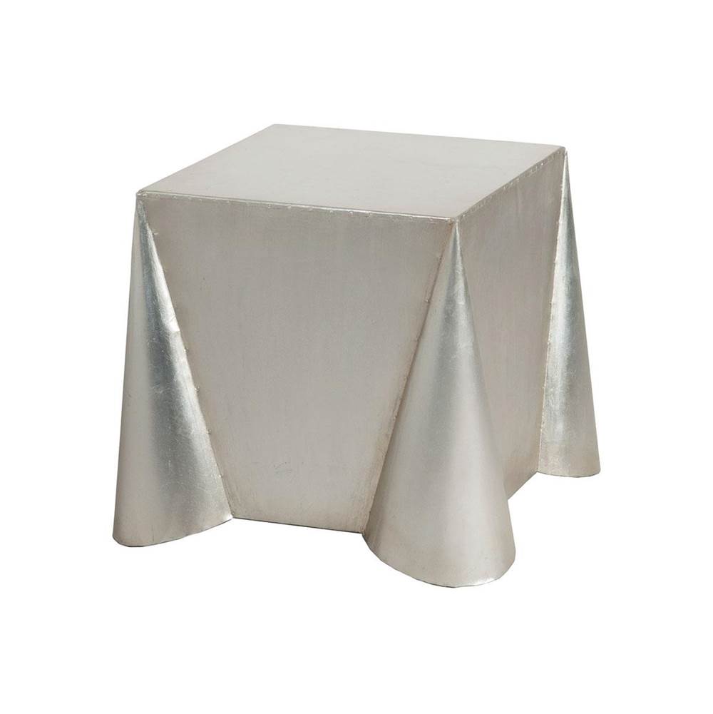 Elk Home Tin Covered Side Table In Antique Silver Leaf