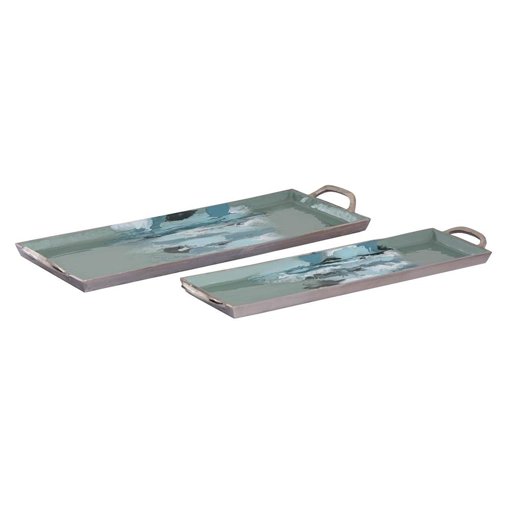 Elk Home Spindrift Tray - Set of 2 Seafoam Green Enamel