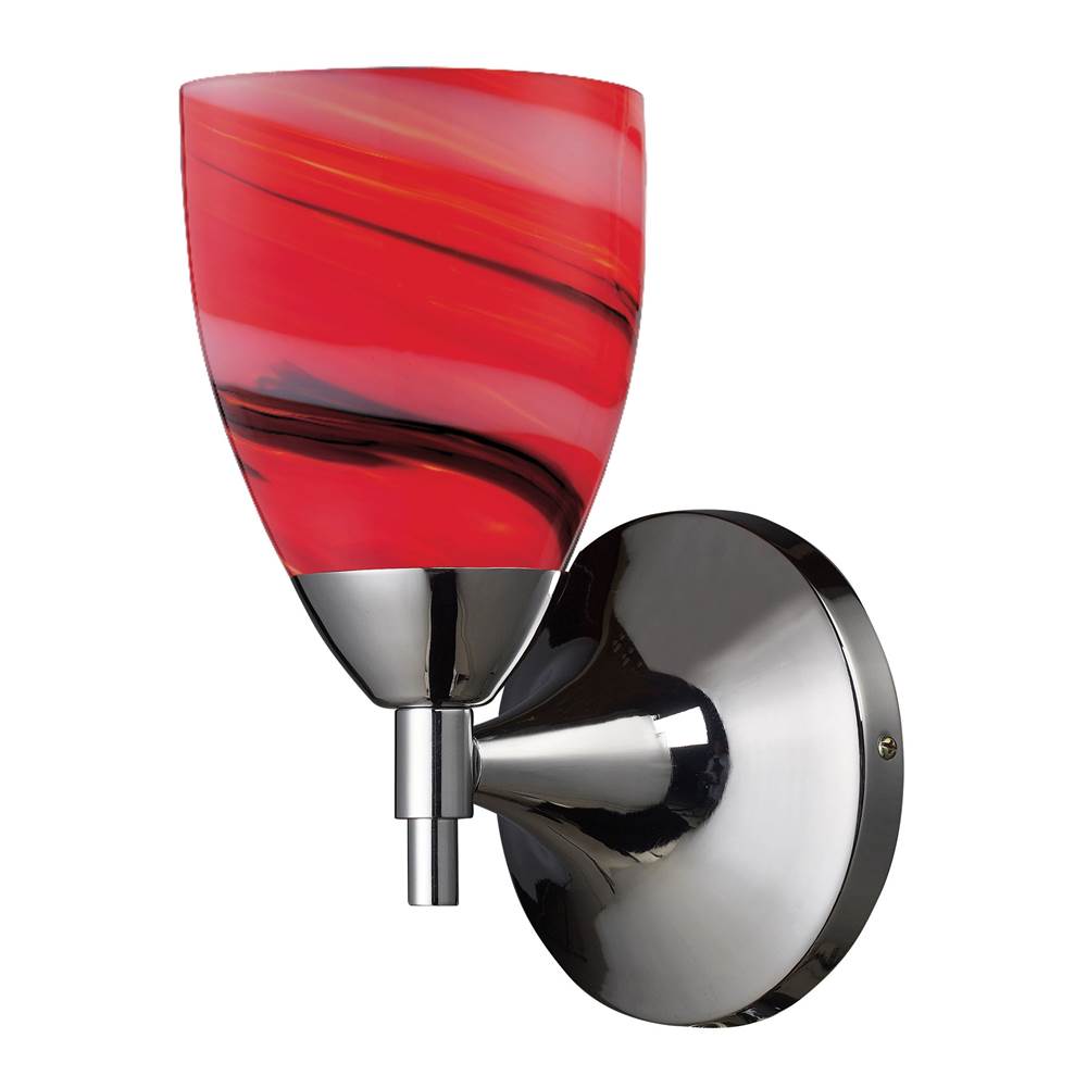 Elk Lighting Celina 1-Light Wall Lamp in Polished Chrome With Sandy Swirled Glass