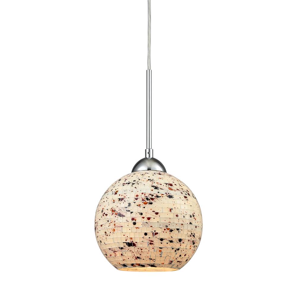 Elk Lighting Spatter 1-Light Mini Pendant in Polished Chrome With Spatter Mosaic Glass
