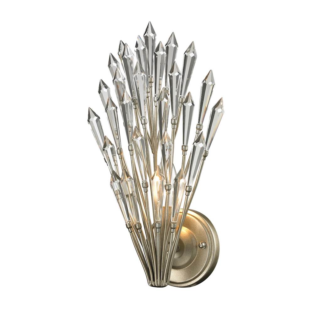 Elk Lighting Viva 1-Light Wall Lamp in Aged Silver With Openwork Crystal Spear Diffuser