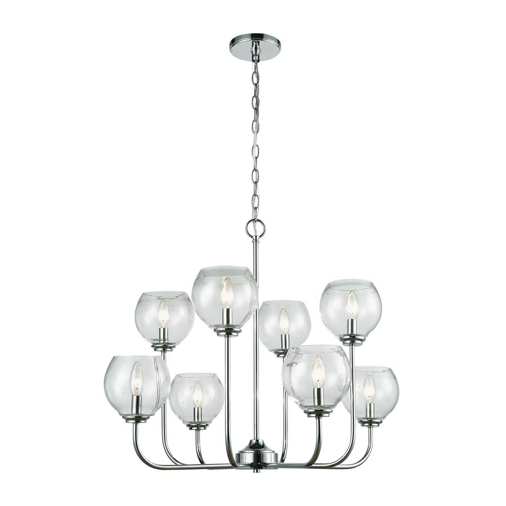 Elk Lighting Emory 8-Light Chandelier In Polished Chrome With Clear Blown Glass