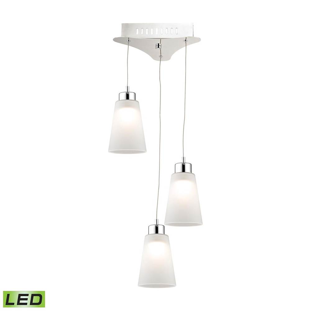 Elk Lighting Coppa Triple LED Pendant Complete With White Glass Shade and Holder