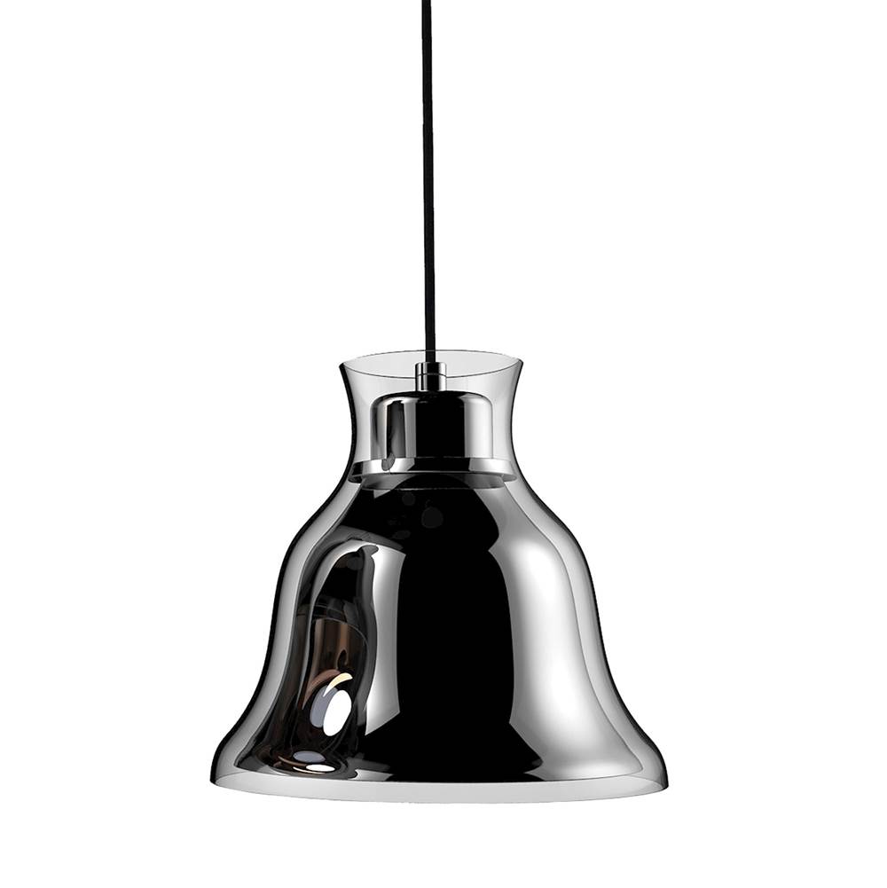 Elk Lighting Bolero 1-Light Mini Pendant in Chrome With Bell-Shaped Glass and Interior Metal Shade