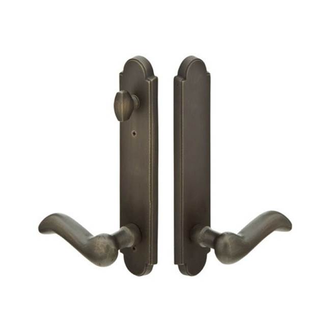 Emtek Multi Point C7, Non-Keyed American T-turn IS, Fixed Handles, Arched Style, 2'' x 10'', Durango Lever, RH, FB