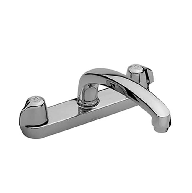 Gerber Plumbing Gerber Classics 2H Kitchen Faucet Deck Plate Mounted w/out Spray & w/ Metal Fluted Handles & Tubular Spout 1.75gpm Chrome