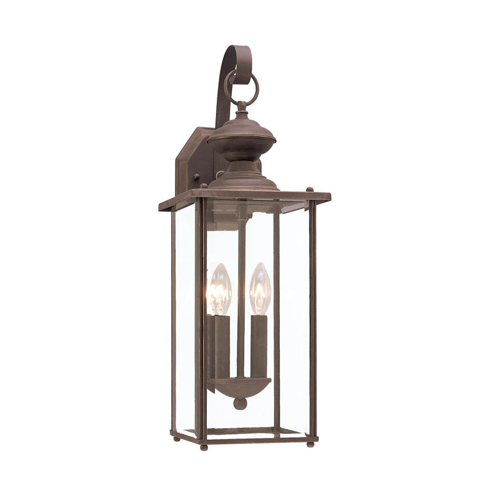 Generation Lighting Jamestowne Transitional 2-Light Led Outdoor Exterior Wall Lantern In Antique Bronze Finish With Clear Beveled Glass Panels
