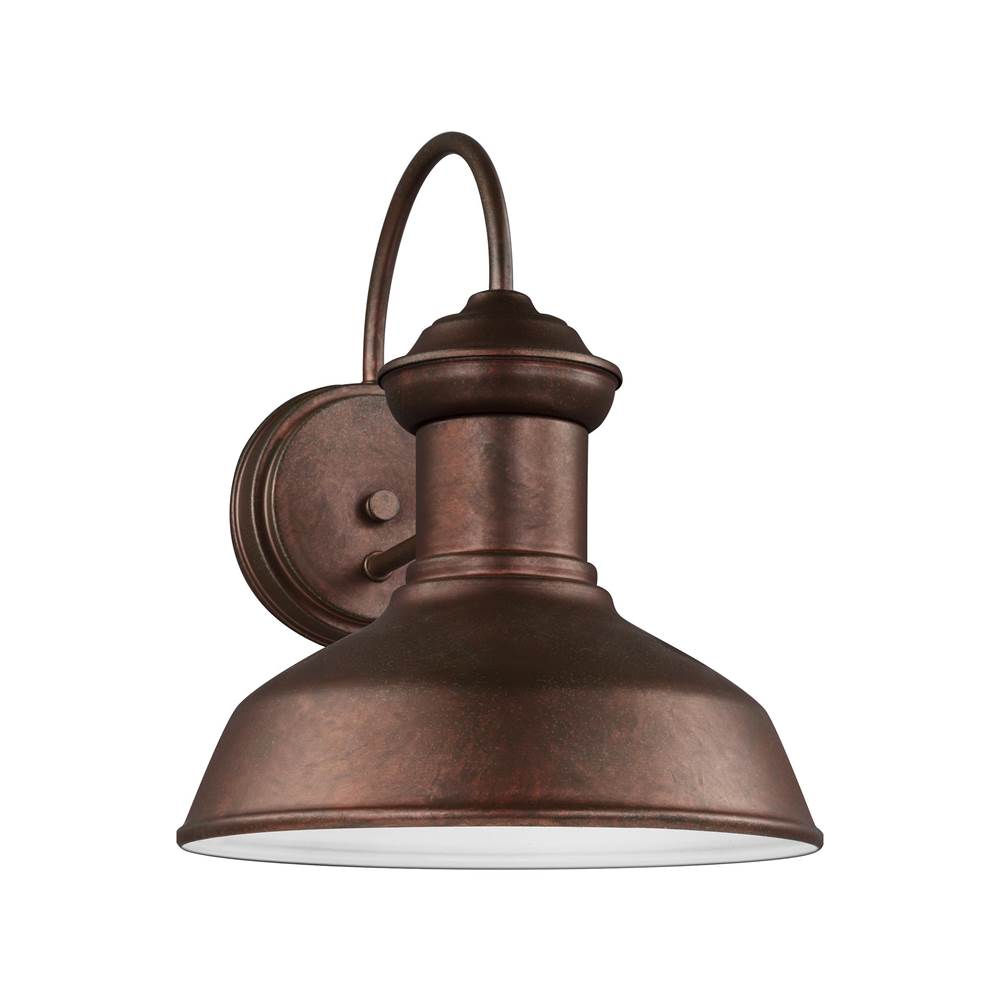 Generation Lighting Fredricksburg Traditional 1-Light Outdoor Exterior Dark Sky Compliant Small Wall Lantern Sconce In Weathered Copper Finish