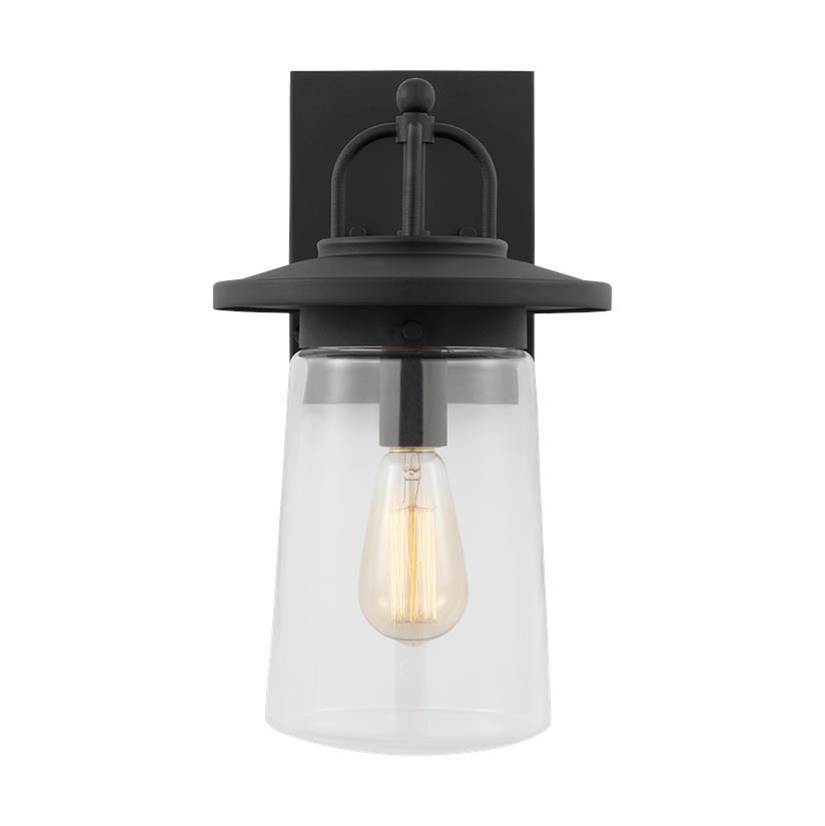 Generation Lighting Tybee Traditional 1-Light Outdoor Exterior Medium Wall Lantern In Black Finish With Clear Glass Shade