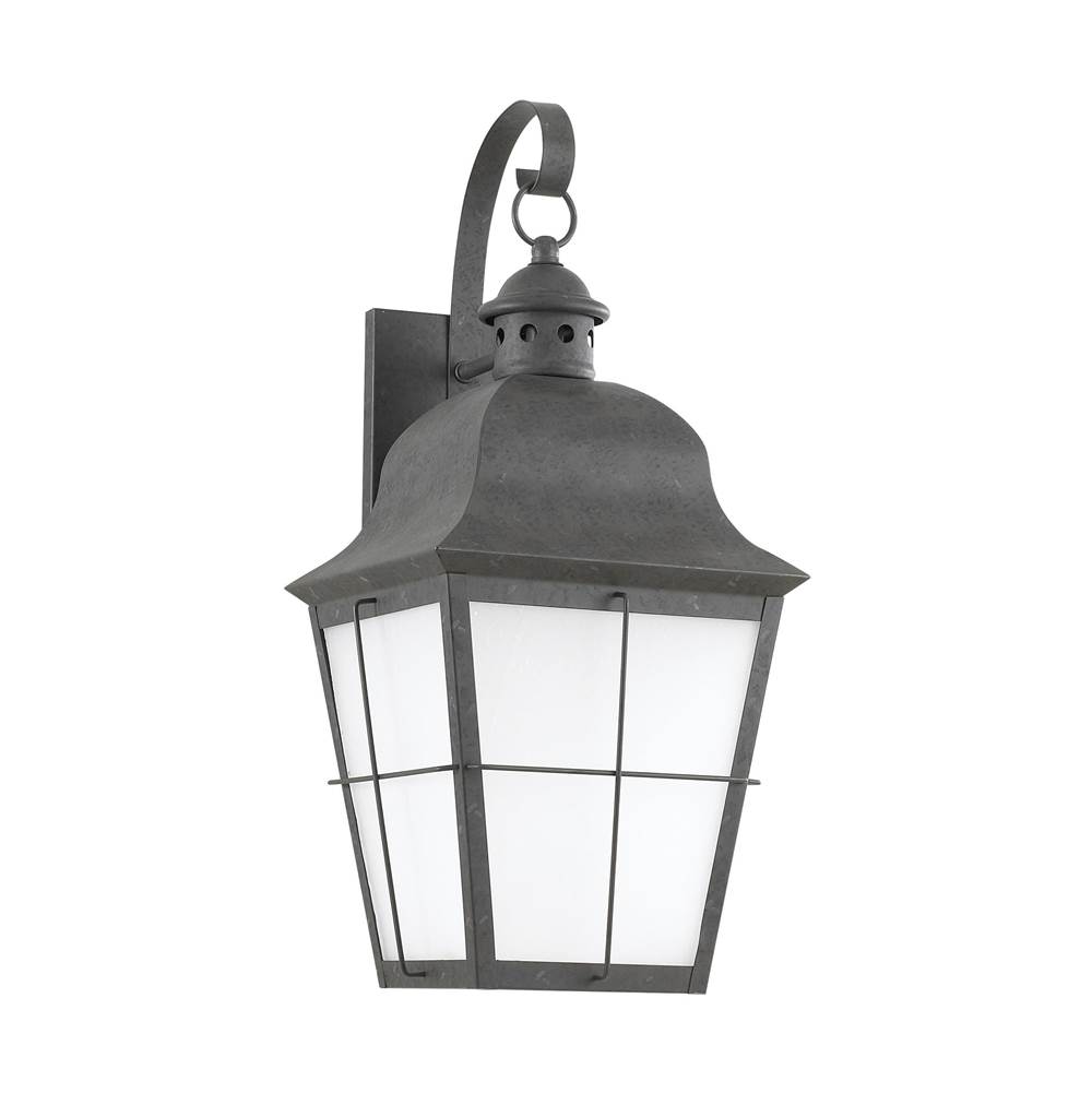 Generation Lighting Chatham Traditional 1-Light Led Large Outdoor Exterior Wall Lantern Sconce In Oxidized Bronze Finish With Frosted Seeded Glass Panels
