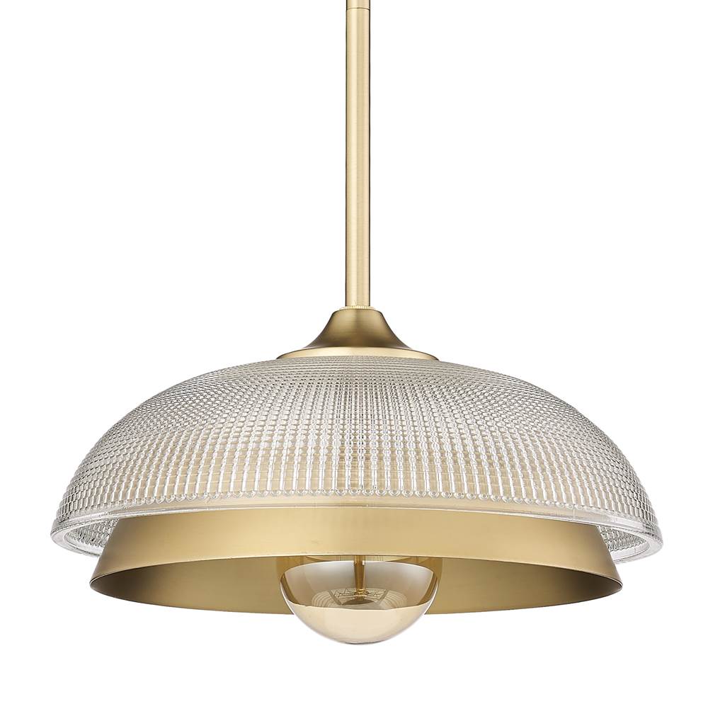 Golden Lighting Crawford Mini Pendant in Brushed Champagne Bronze with Retro Prism Glass Shade