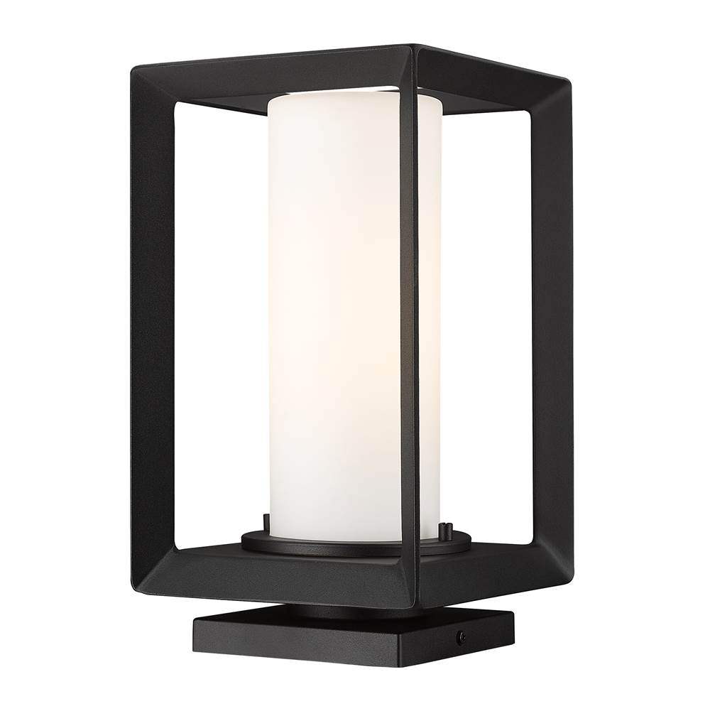 Golden Lighting Smyth NB Pier Mount - Outdoor in Natural Black with Opal Glass Shade