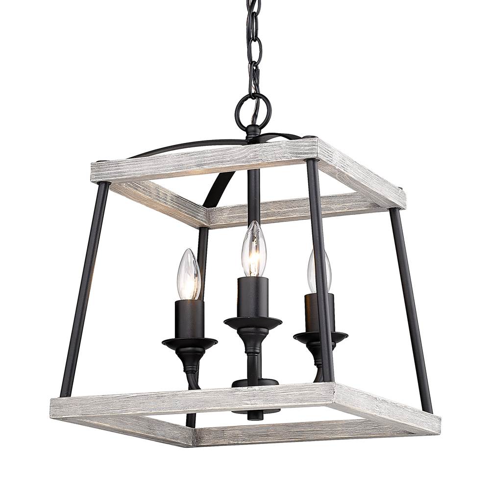 Golden Lighting Teagan 3-Light Pendant in Natural Black with Gray Harbor Accents