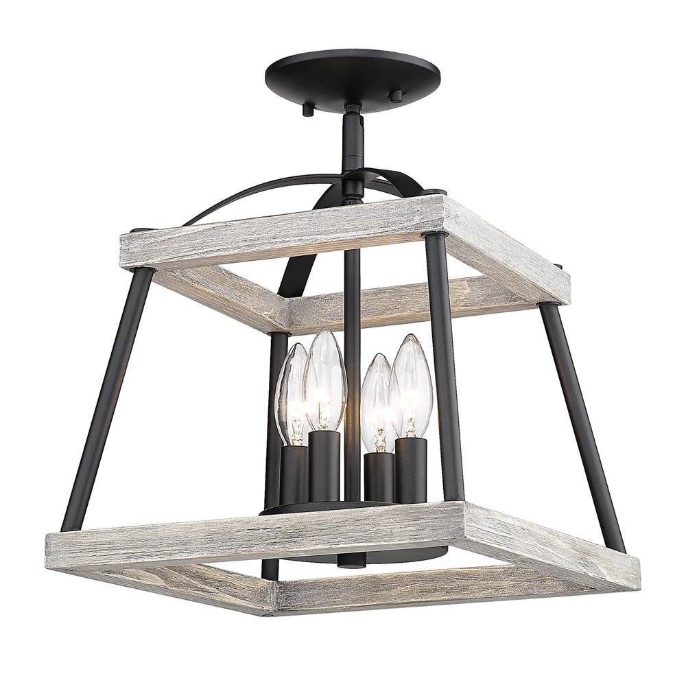 Golden Lighting Teagan Semi-Flush in Natural Black with Gray Harbor Accents