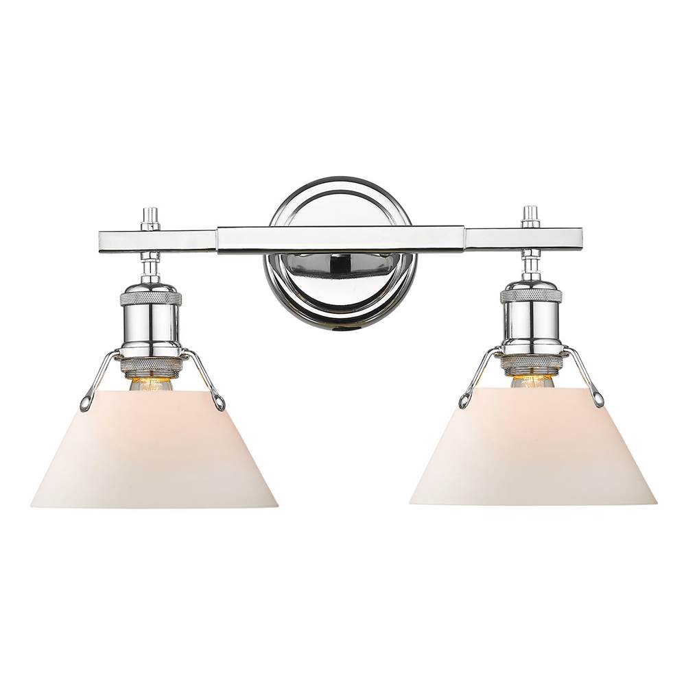 Golden Lighting Orwell CH 2 Light Bath Vanity in Chrome with Opal Glass Shade