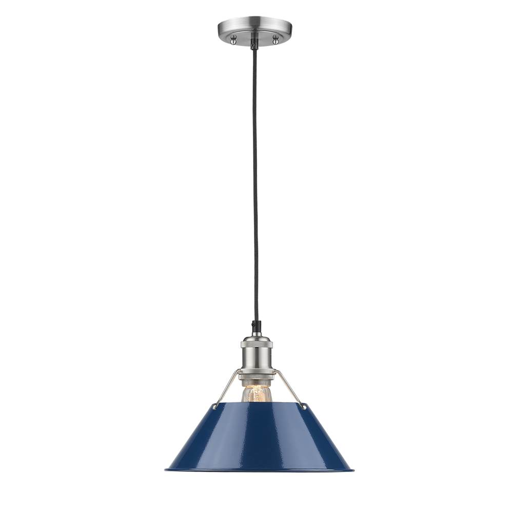 Golden Lighting Orwell PW 1 Light Pendant - 10'' in Pewter with Navy Blue Shade