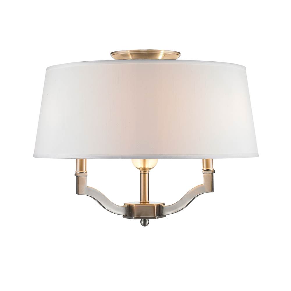 Golden Lighting Waverly Semi-Flush (Convertible) in Pewter with Classic White Shade