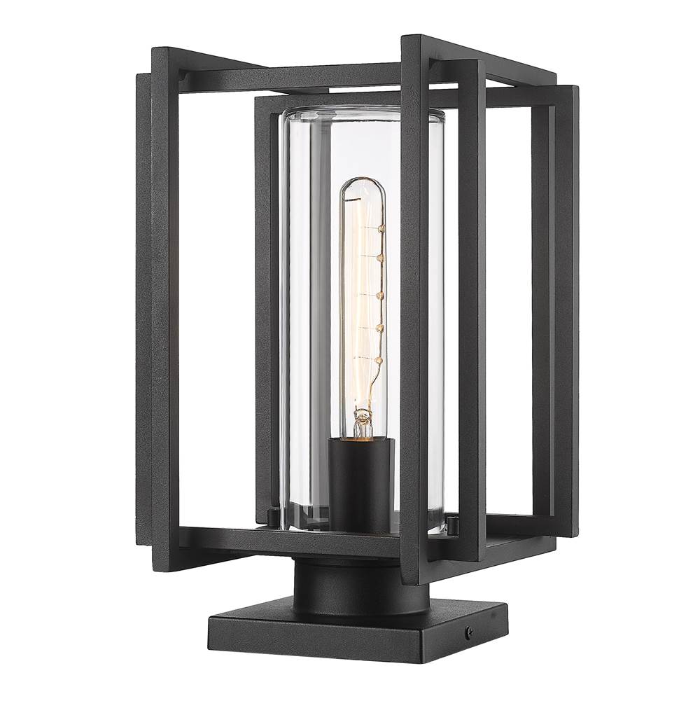 Golden Lighting Tribeca NB Pier Mount - Outdoor in Natural Black with Clear Glass Shade