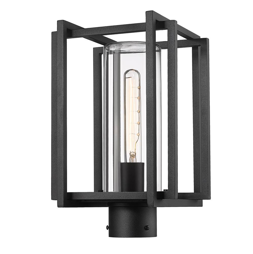 Golden Lighting Tribeca NB Post Mount - Outdoor in Natural Black with Clear Glass Shade