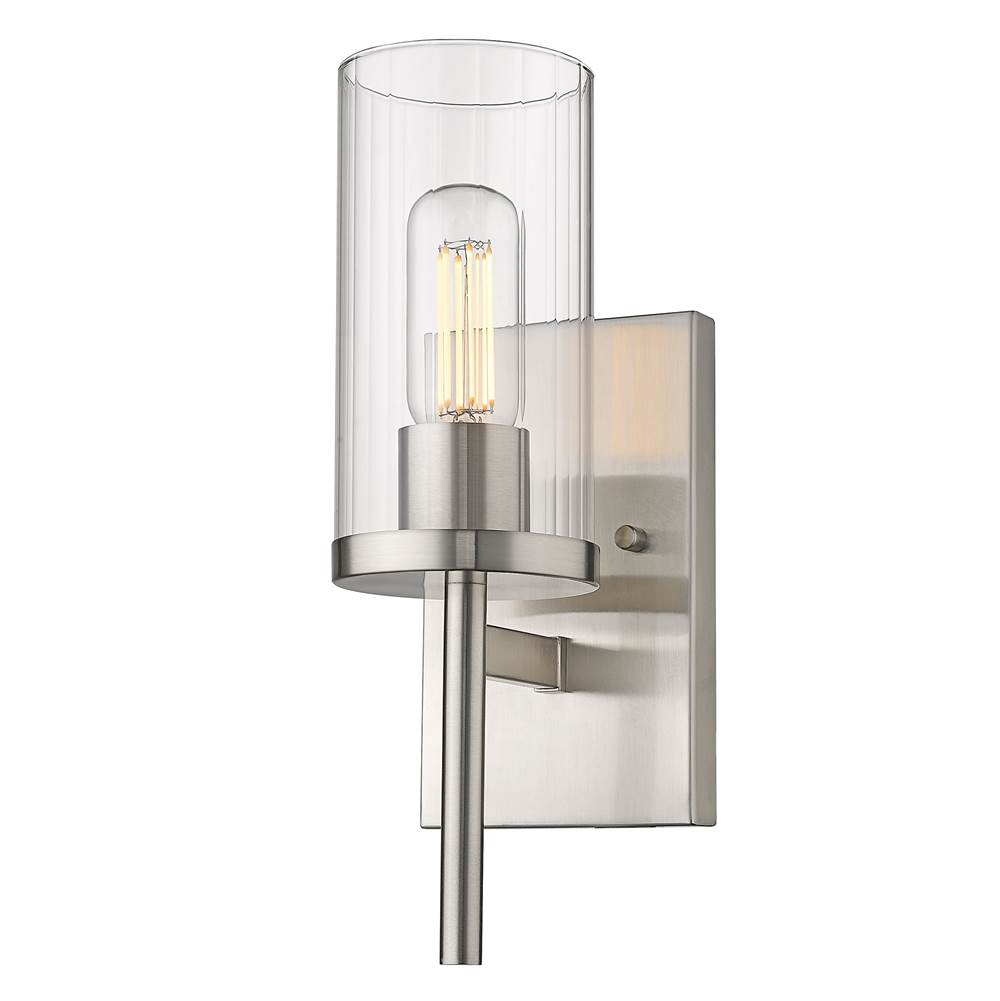 Golden Lighting Winslett Wall Sconce in Pewter with Ribbed Clear Glas Shade