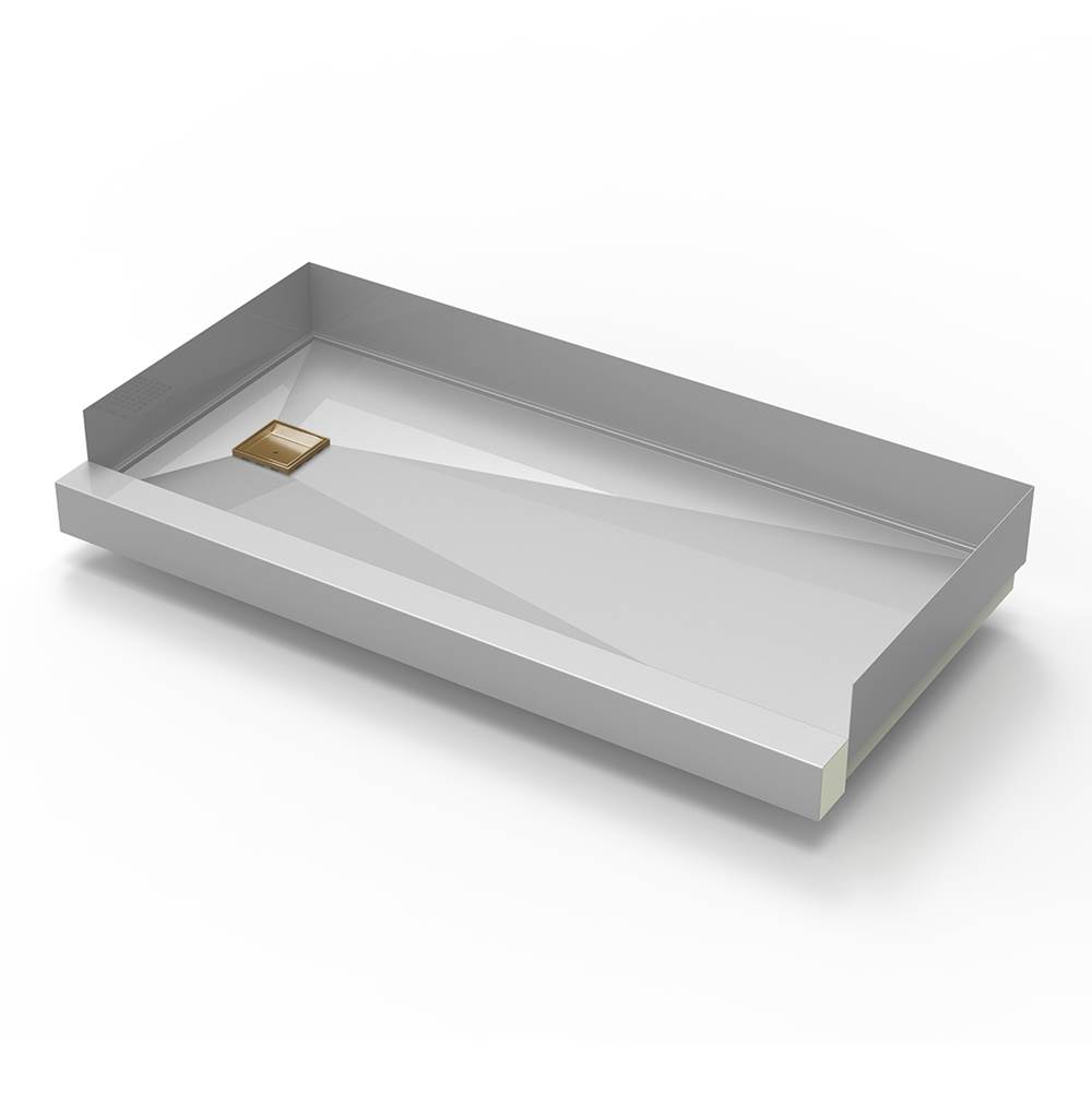 Infinity Drain 30''x 60'' Stainless Steel Shower Base with Tile Insert Left Drain location in Satin Bronze