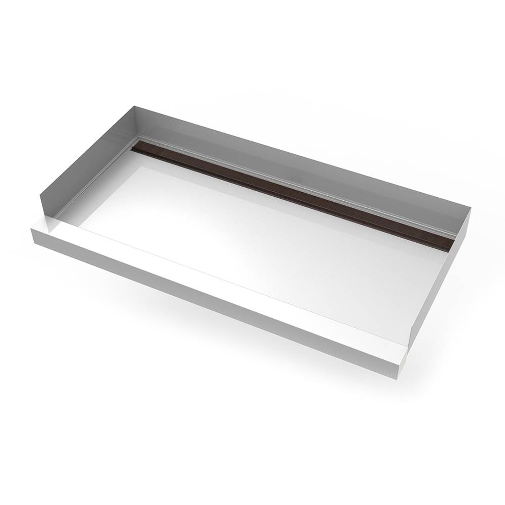 Infinity Drain 30''x 60'' Stainless Steel Shower Base with Back Wall Wedge Wire Linear Drain location in Oil Rubbed Bronze