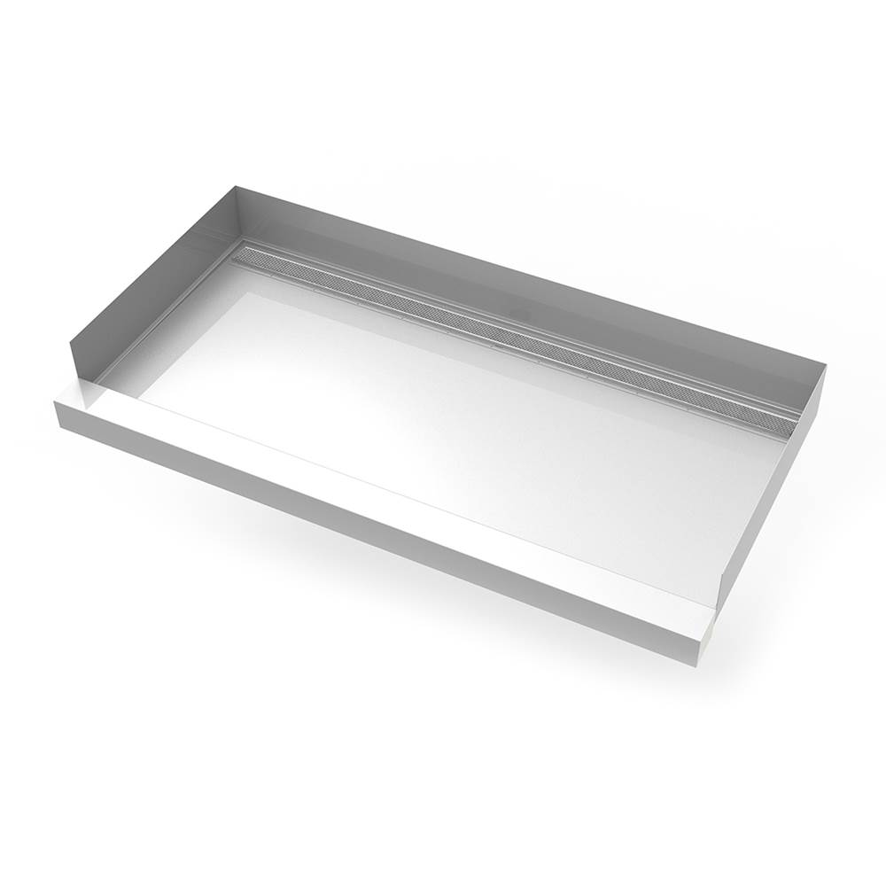 Infinity Drain 30''x 60'' Stainless Steel Shower Base with Back Wall Wedge Wire Linear Drain location in Polished Stainless