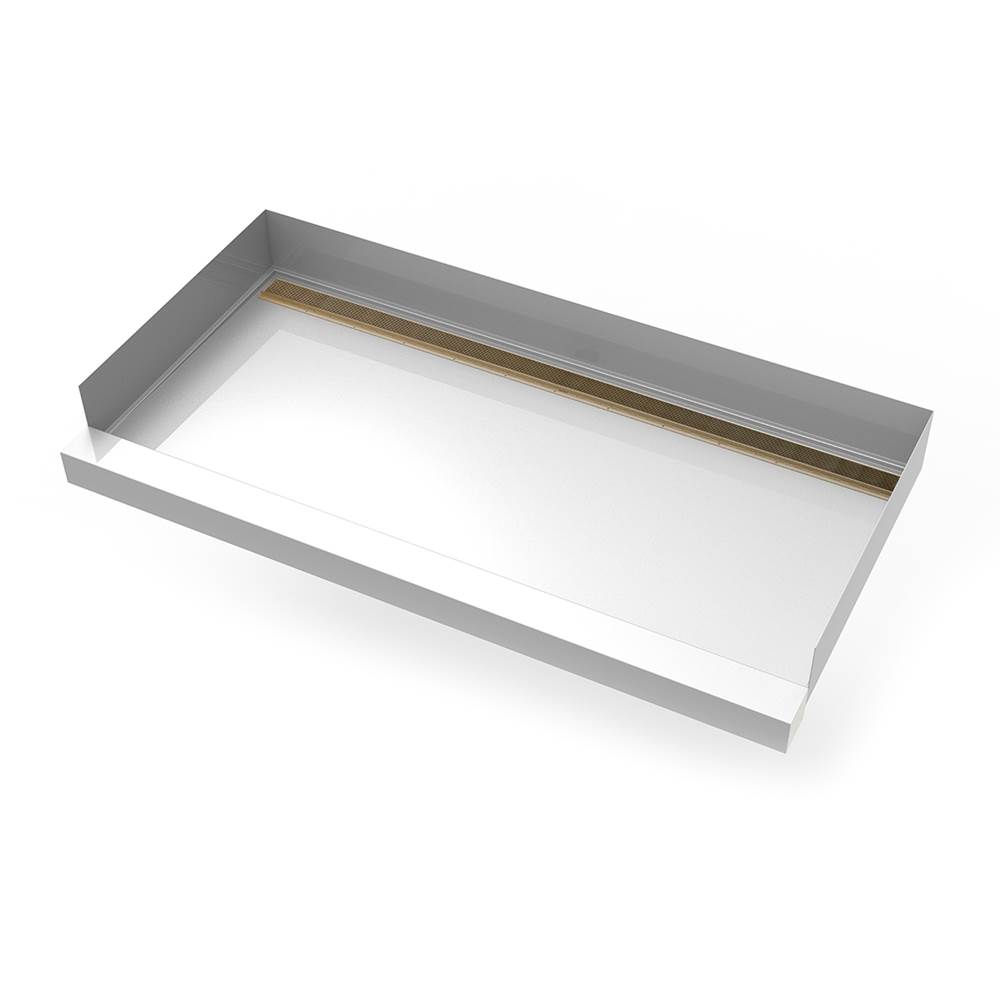 Infinity Drain 30''x 60'' Stainless Steel Shower Base with Back Wall Wedge Wire Linear Drain location in Satin Bronze