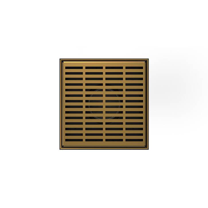 Infinity Drain 5'' x 5'' LND 5 Slotted Pattern Complete Kit in Satin Bronze with Cast Iron Drain Body, 2'' Outlet