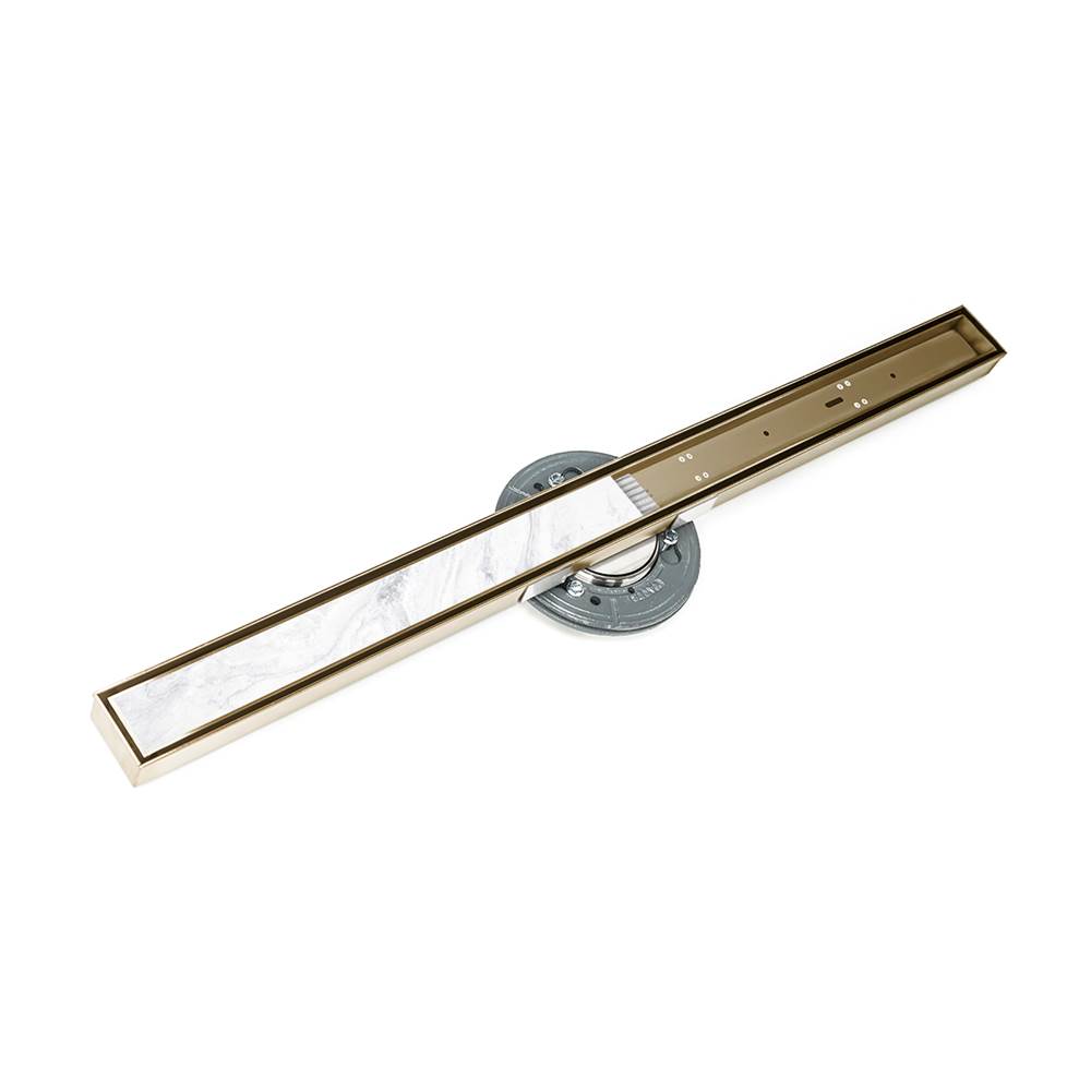 Infinity Drain 80'' S-Stainless Steel Series High Flow Complete Kit with Tile Insert Frame in Satin Bronze with ABS Drain Body, 3'' Outlet