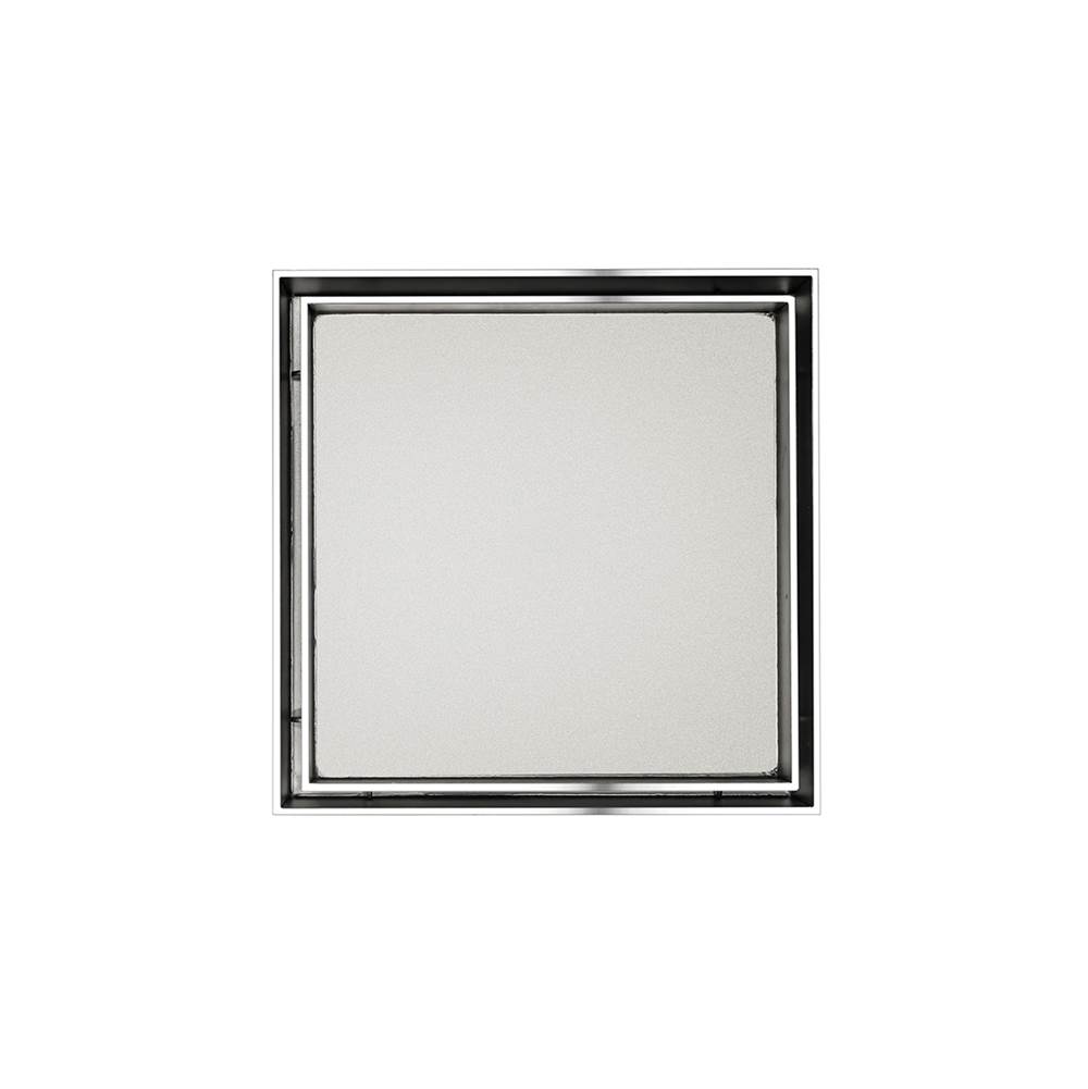 Infinity Drain 5'' x 5'' TD 15 Tile Insert High Flow Complete Kit in Polished Stainless with PVC Drain Body, 3'' Outlet