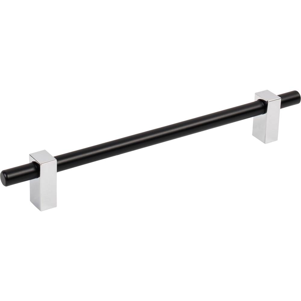 Jeffrey Alexander 192 mm Center-to-Center Matte Black with Polished Chrome Larkin Cabinet Bar Pull