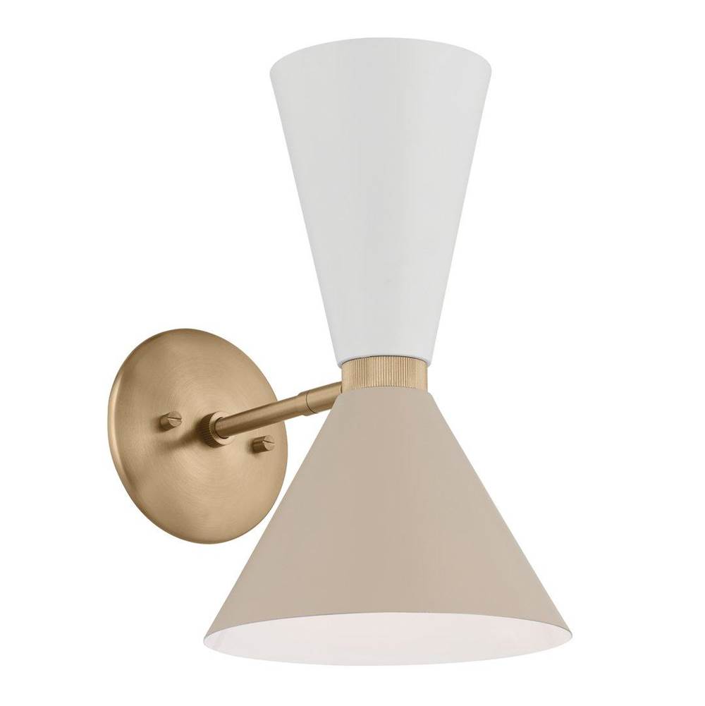 Kichler Lighting Phix 13.5 Inch 2 Light Wall Sconce in Champagne Bronze with Greige and White