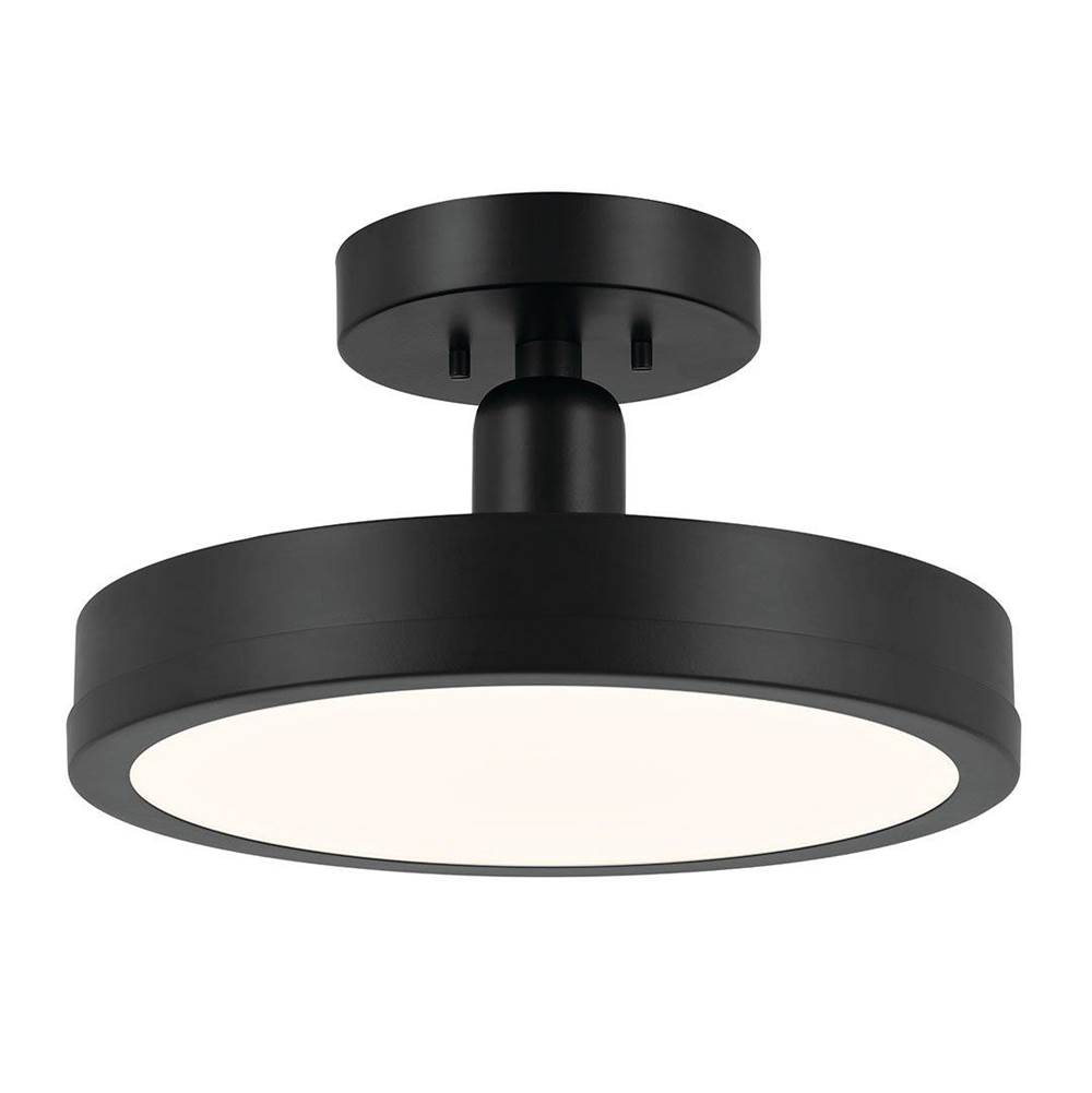 Kichler Lighting Riu 14.25 Inch 1 Light LED Semi-Flush with Opaque White Acrylic Diffuser in Black