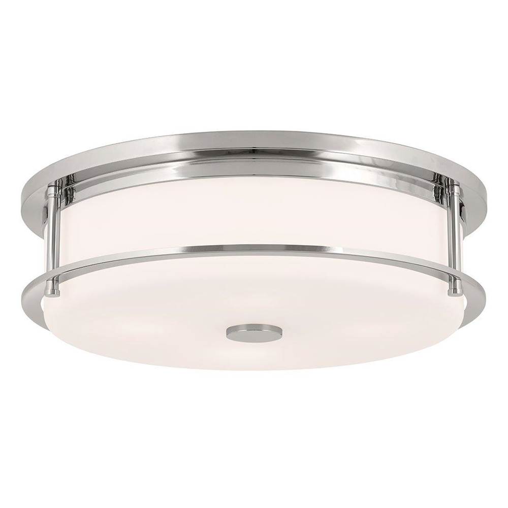 Kichler Lighting Brit 18 Inch 4 Light Flush Mount with Satin Etched Cased Opal Glass in Polished Nickel